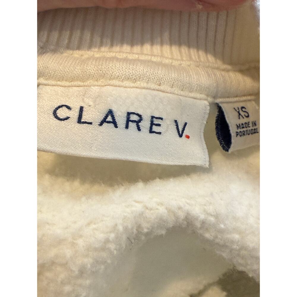 Clare V Womens LE Vibe Cotton Pullover Crewneck Sweatshirt Cream Blue Size XS - Picture 5 of 5